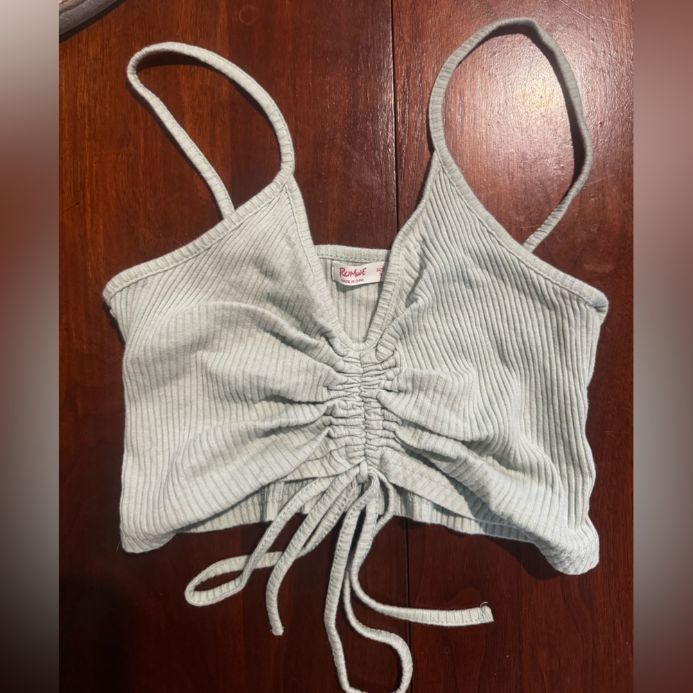 ROMWE Mint Green Ribbed Crop Top